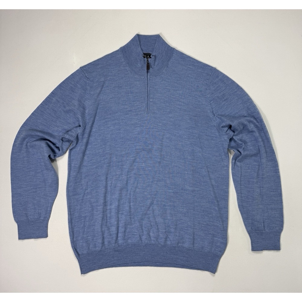 Jos A Bank Traveler 2XLT Merino Wool 1/4 Zip Pullover Sweater Blue Big & Tall